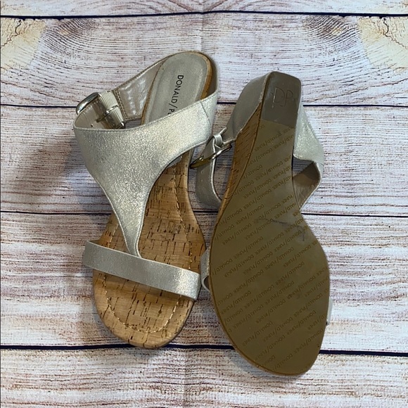 Donald Pliner Dylan Cork Wedge Sandals Pewter - Picture 3 of 5